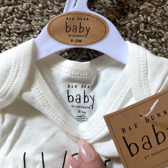 Rae Dunn Baby Onesie Bodysuit & Leggings Set w/ Cap • I WOKE UP LIKE THIS • NEW - Picture 3 of 4